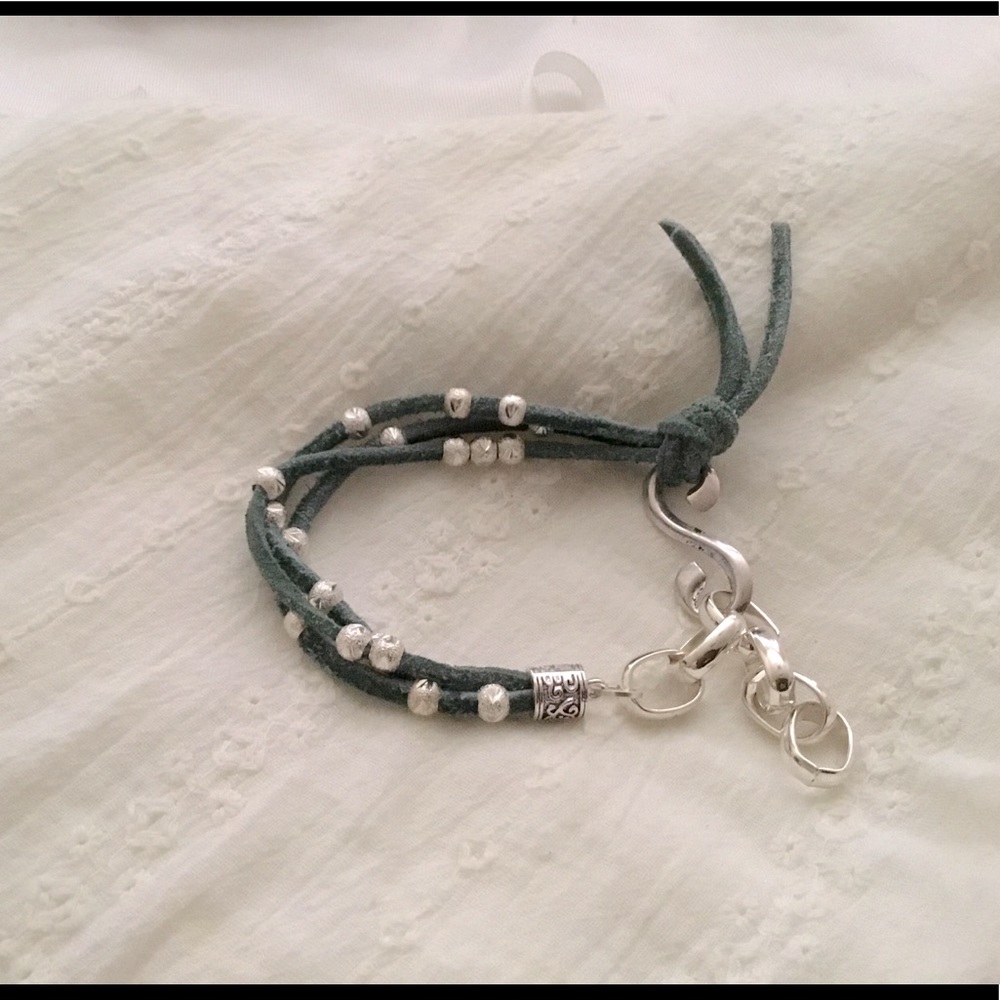 Leather & sterling silver accent bracelet